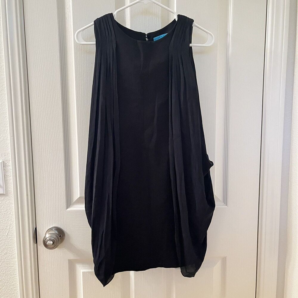Alice + Olivia Black Silk Blend Dress Side Detail Women's Size 2